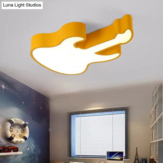 Guitar Baby Led Ceiling Light For Kids Bedroom - Acrylic Mount Fixture Yellow / 23.5 White