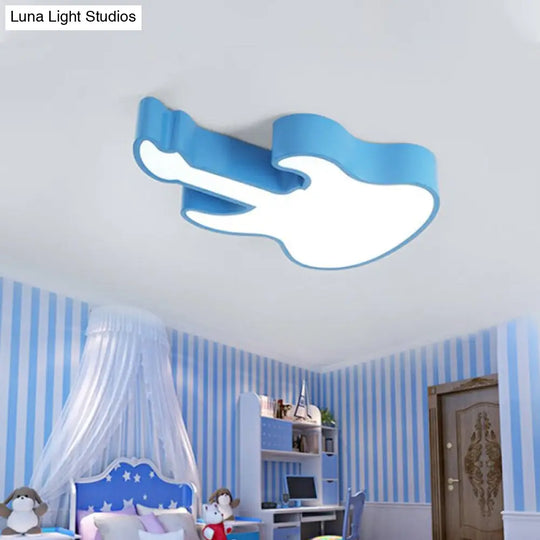 Guitar Baby Led Ceiling Light For Kids Bedroom - Acrylic Mount Fixture Blue / 18 White