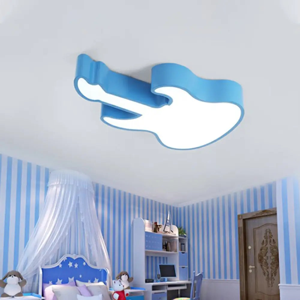 Guitar Baby Led Ceiling Light For Kids’ Bedroom - Acrylic Mount Fixture Blue / 18’ White