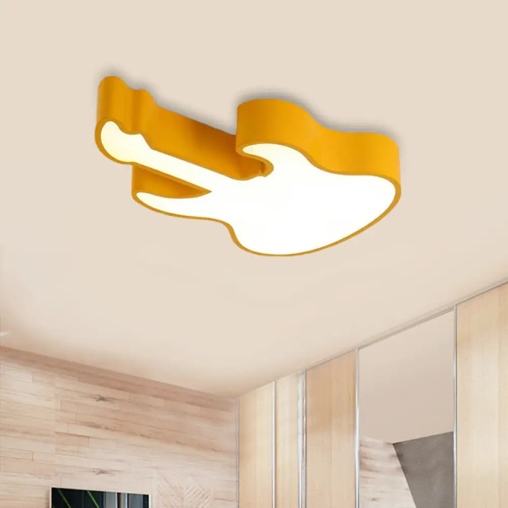 Guitar Baby Led Ceiling Light For Kids’ Bedroom - Acrylic Mount Fixture Yellow / 18’ White