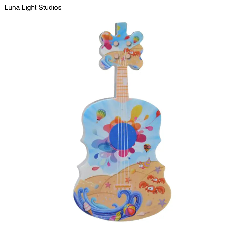 Guitar Mini Led Wall Lamp For Kids - Blue/Yellow Or Red/Blue Night Light With Remote