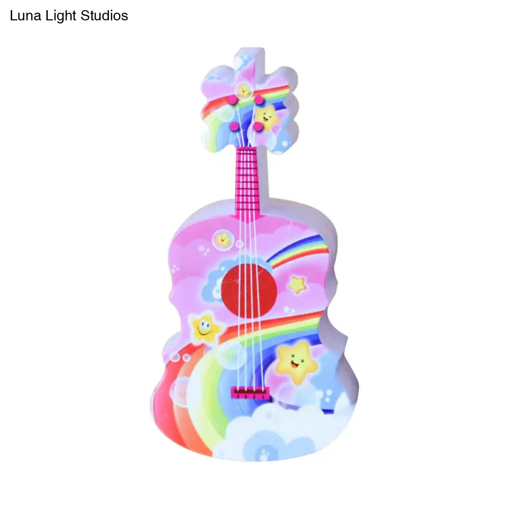 Guitar Mini Led Wall Lamp For Kids - Blue/Yellow Or Red/Blue Night Light With Remote