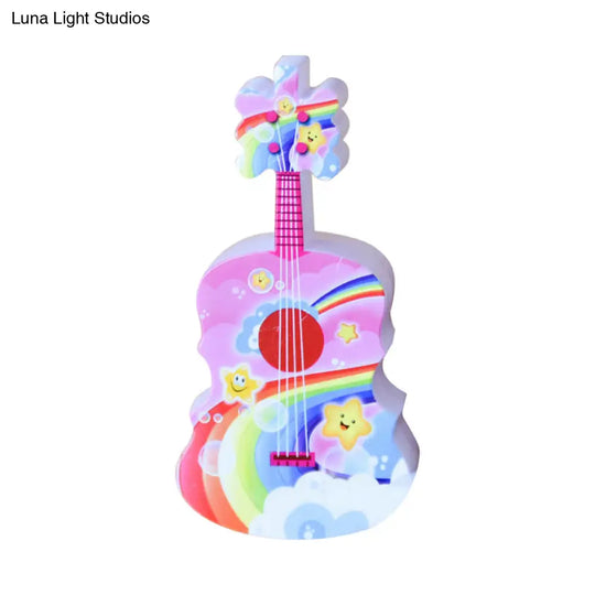 Guitar Mini Led Wall Lamp For Kids - Blue/Yellow Or Red/Blue Night Light With Remote