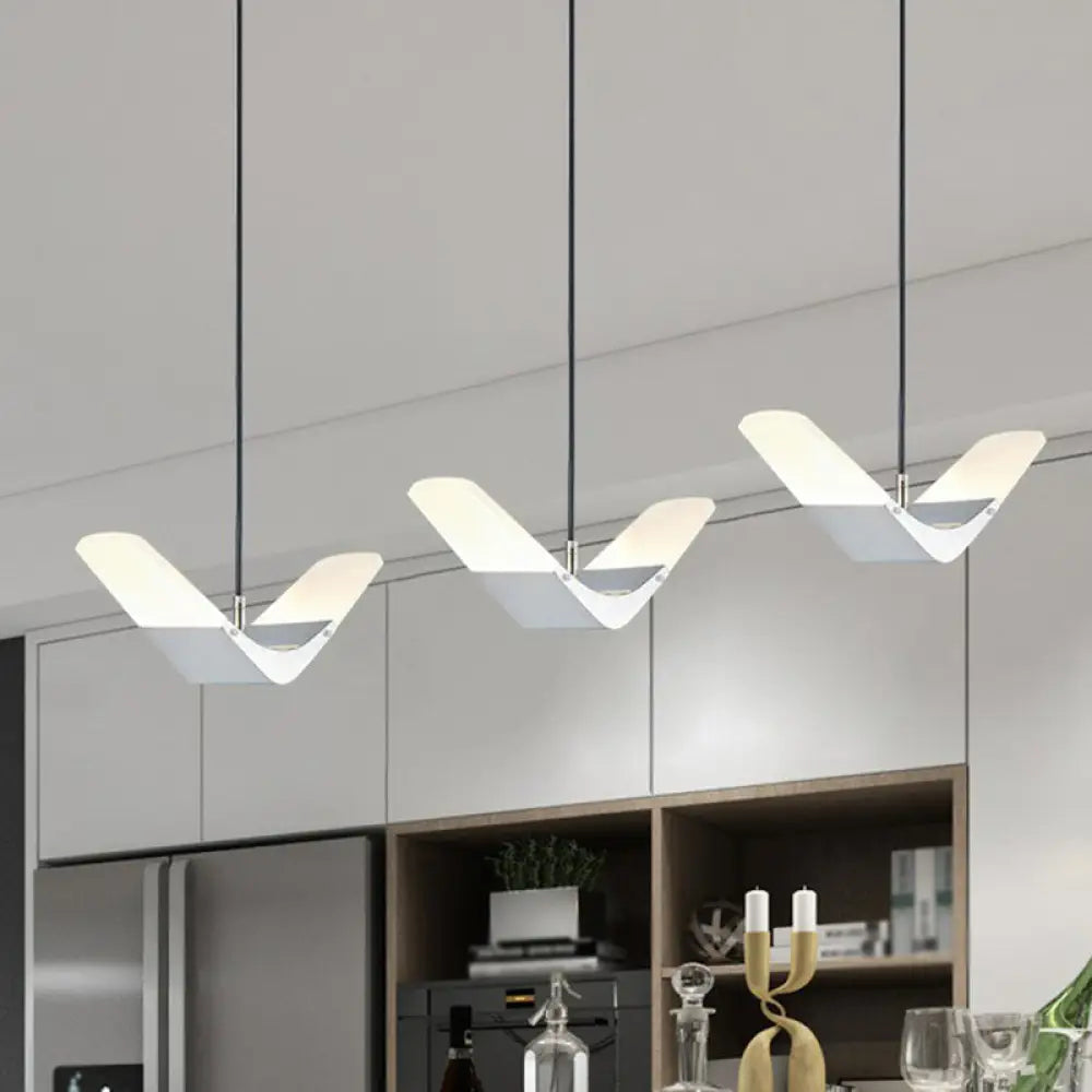 Gull-Shaped Cluster Pendant: Acrylic Decorative 3-Light Ceiling Light For Restaurants Chrome