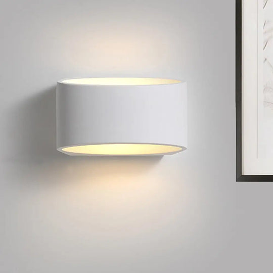 Gypsum Led Wall Sconce - Minimalist 1-Head White Lamp Fixture