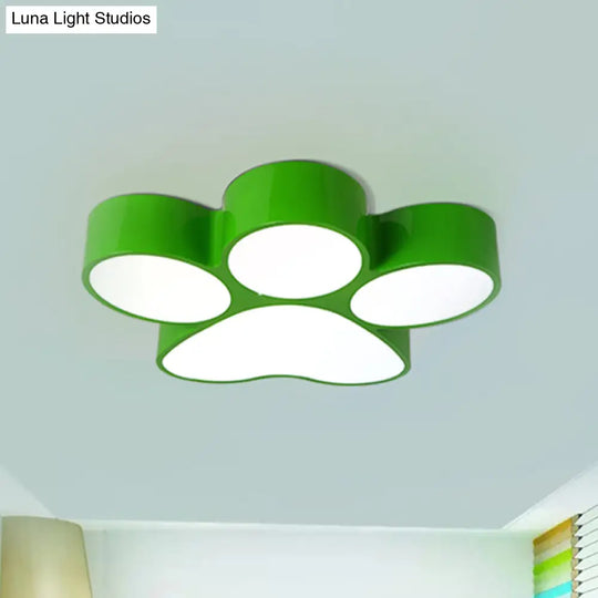 Hallway Home Paw Led Flushmount Ceiling Light - Acrylic Kids Lovely Design