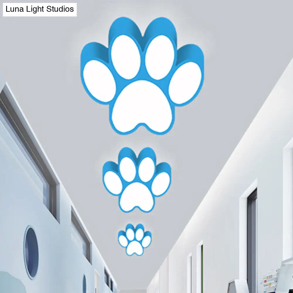 Hallway Home Paw Led Flushmount Ceiling Light - Acrylic Kids’ Lovely Design