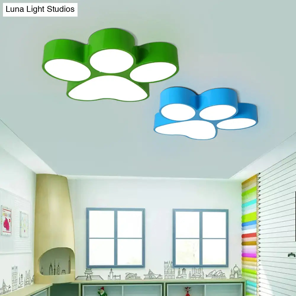 Hallway Home Paw Led Flushmount Ceiling Light - Acrylic Kids’ Lovely Design