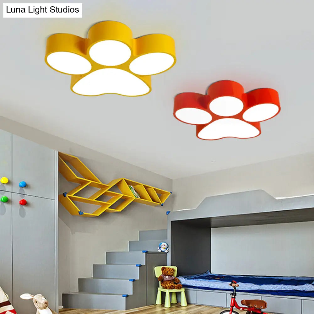 Hallway Home Paw Led Flushmount Ceiling Light - Acrylic Kids Lovely Design Yellow / 18 White