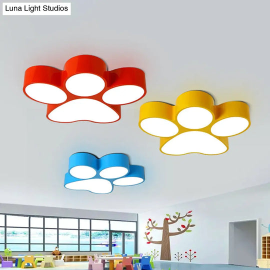Hallway Home Paw Led Flushmount Ceiling Light - Acrylic Kids Lovely Design
