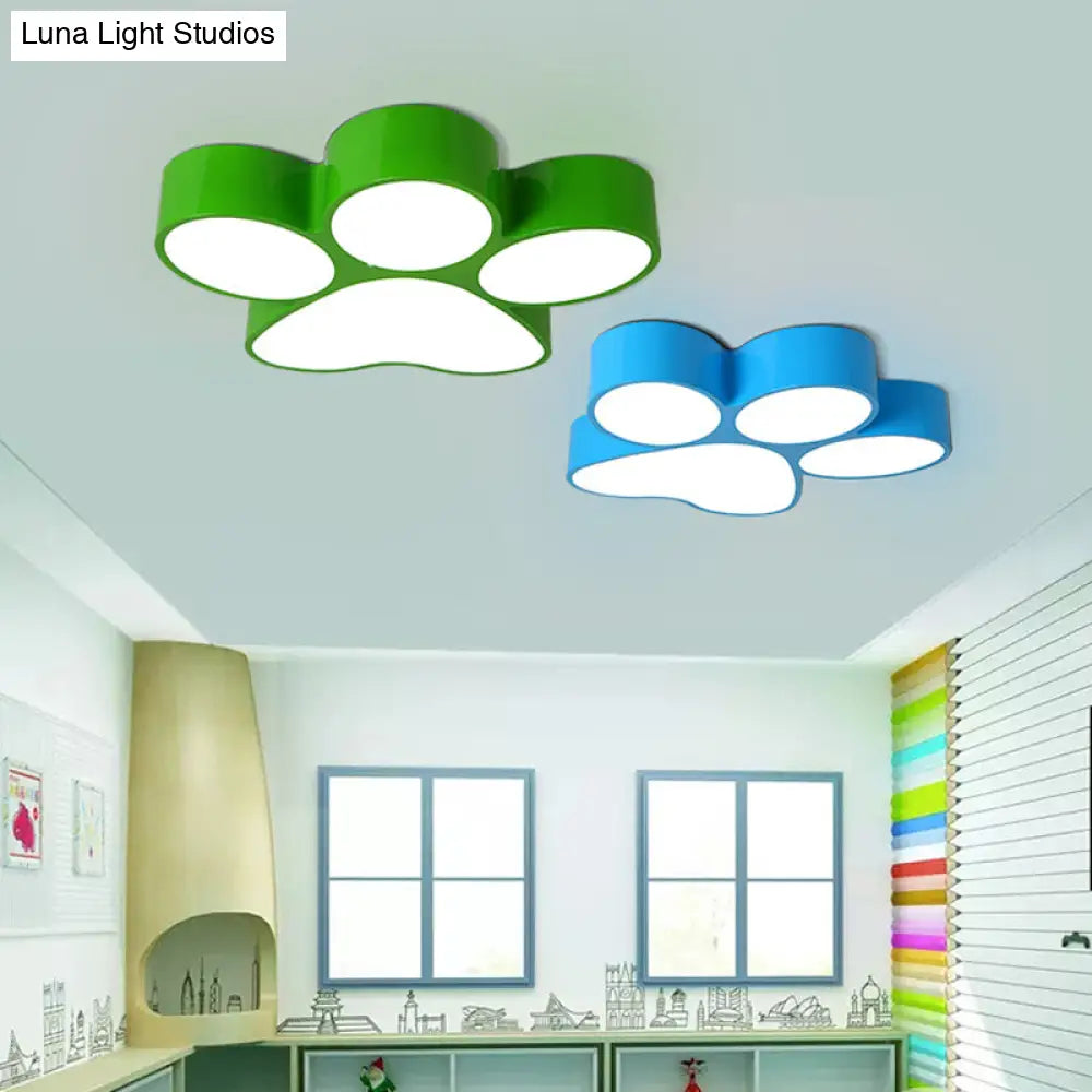 Hallway Home Paw Led Flushmount Ceiling Light - Acrylic Kids Lovely Design