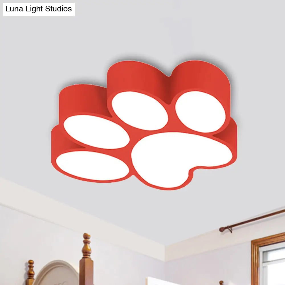 Hallway Home Paw Led Flushmount Ceiling Light - Acrylic Kids Lovely Design