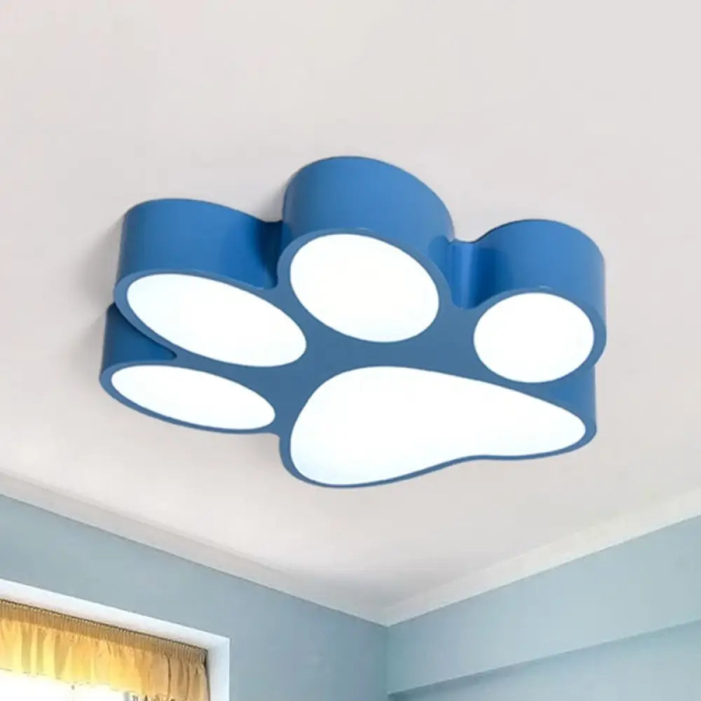 Hallway Home Paw Led Flushmount Ceiling Light - Acrylic Kids’ Lovely Design Blue / 18’ White