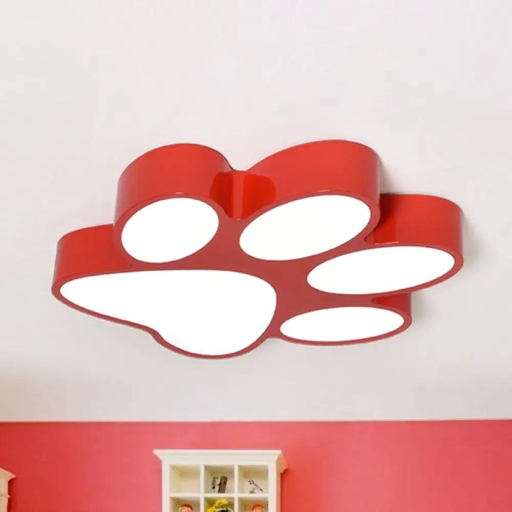 Hallway Home Paw Led Flushmount Ceiling Light - Acrylic Kids’ Lovely Design Red / 18’ Warm