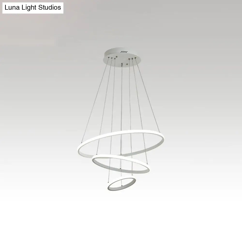 Halo Hanging Led Pendant Light - Minimalist Acrylic Design For Restaurants (3-Head) White / 23.5