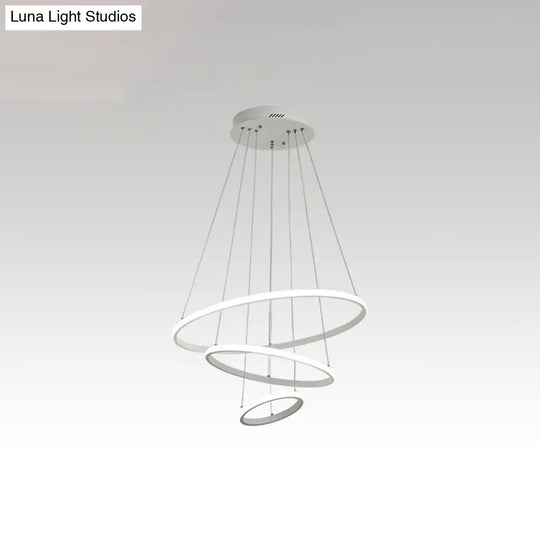 Halo Hanging Led Pendant Light - Minimalist Acrylic Design For Restaurants (3-Head) White / 23.5