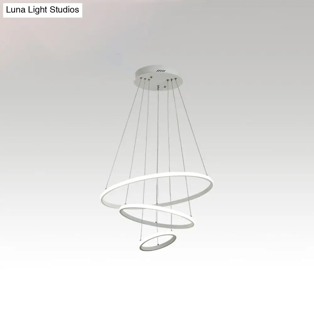 Halo Hanging Led Pendant Light - Minimalist Acrylic Design For Restaurants (3-Head) White / 31.5