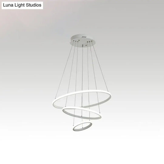 Halo Hanging Led Pendant Light - Minimalist Acrylic Design For Restaurants (3-Head) White / 31.5