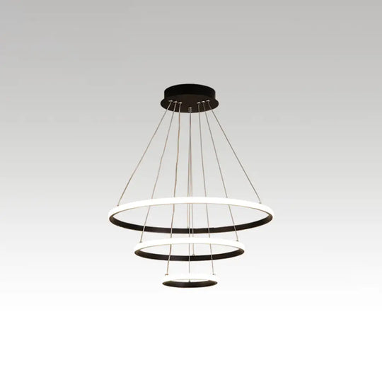 Halo Hanging Acrylic Led Chandelier Pendant Light - Minimalist & Elegant For Restaurants Black /