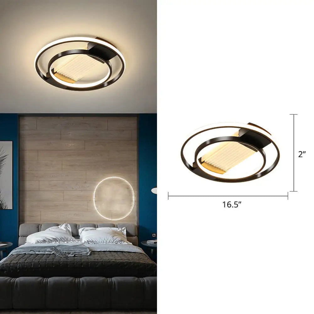 Halo Led Flush Ceiling Light In Black - Sleek Metallic Design Perfect For Bedrooms / 16.5’ White