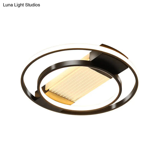 Halo Led Flush Ceiling Light In Black - Sleek Metallic Design Perfect For Bedrooms