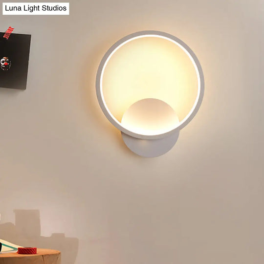 Halo Led Wall Sconce Lighting - Minimalistic Acrylic Light In White For Living Room