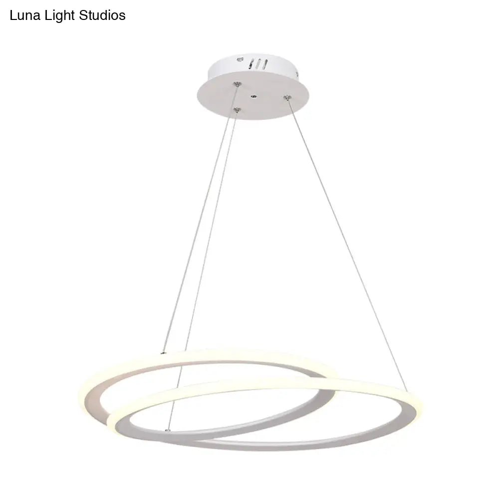 Minimal Led Acrylic Halo Ring Chandelier Lighting White Suspension Lamp For Dining Table Warm/White