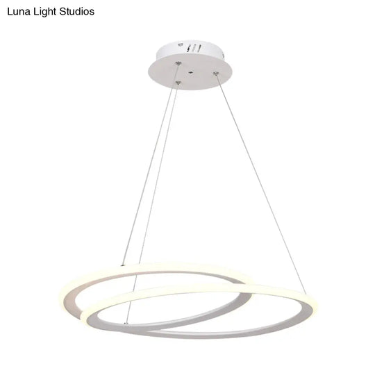 Minimal Led Acrylic Halo Ring Chandelier Lighting White Suspension Lamp For Dining Table Warm/White