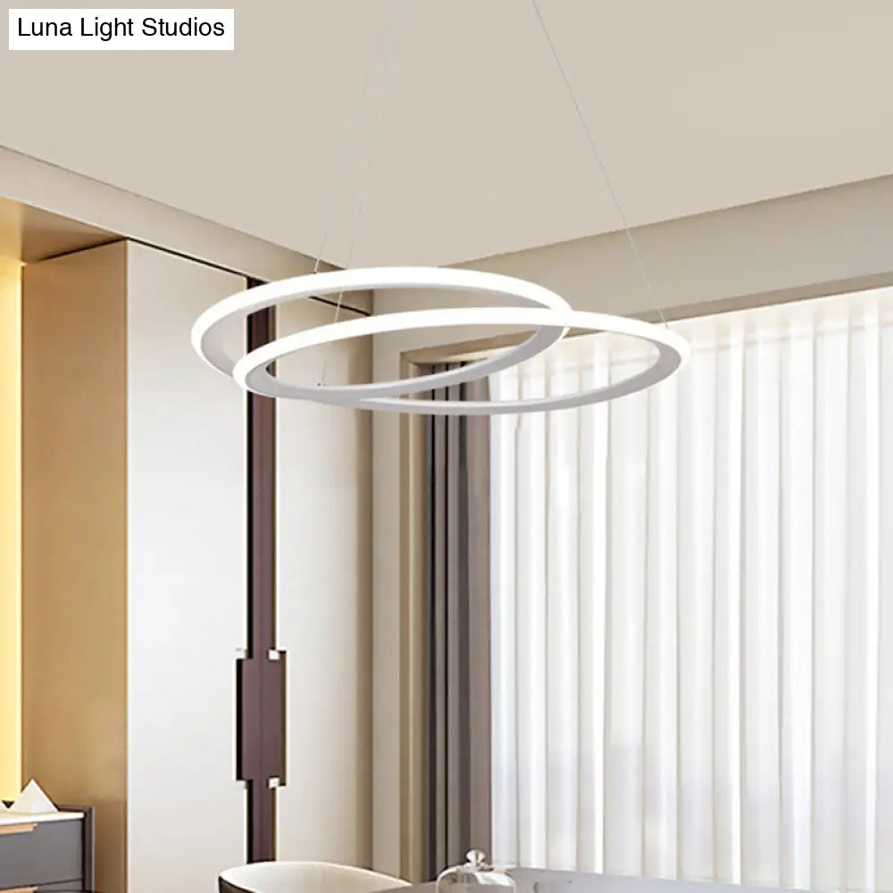 Minimal Led Acrylic Halo Ring Chandelier Lighting White Suspension Lamp For Dining Table Warm/White