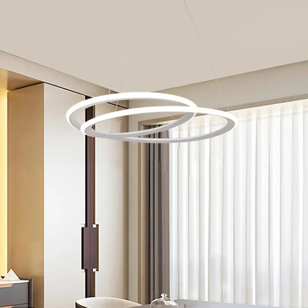 Halo Ring Chandelier: Minimal Led Acrylic Light Suspension Lamp For Dining Table White / Warm