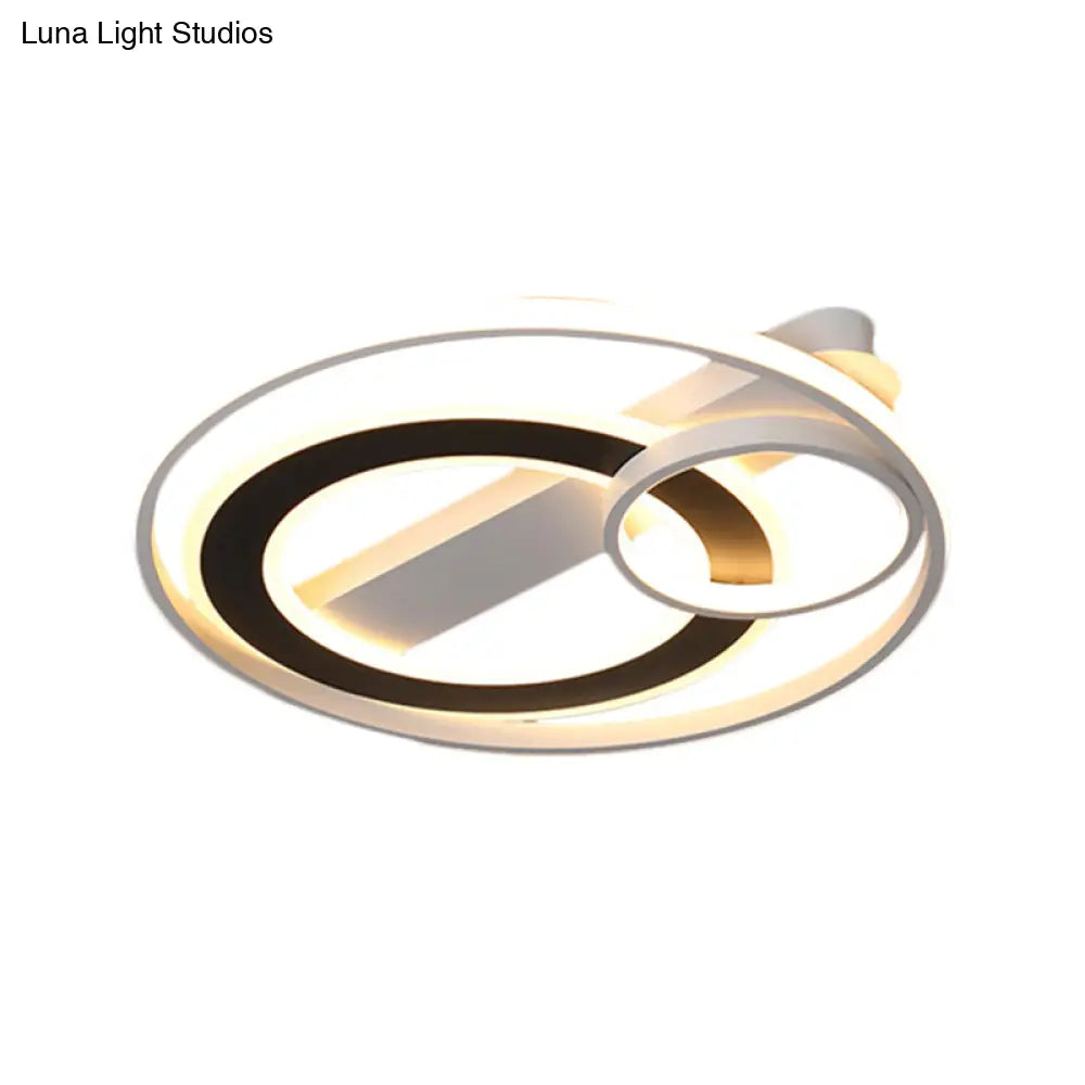 Halo Ring Modern Black - White Led Ceiling Lamp Fixture - Metallic Flush Lighting In Warm/White