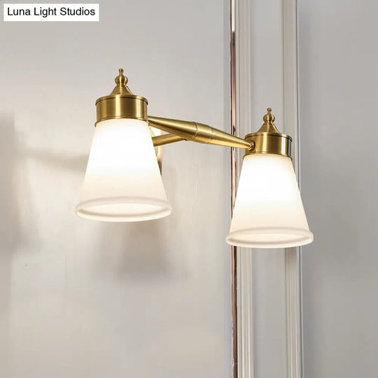 Hand-Blown Cream Glass Bath Wall Sconce Light - Postmodern Tapered Vanity Lighting