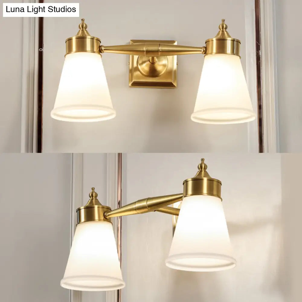 Hand-Blown Cream Glass Bath Wall Sconce Light - Postmodern Tapered Vanity Lighting