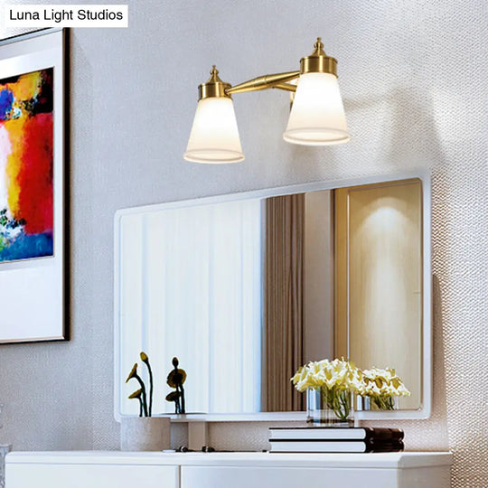 Hand-Blown Cream Glass Bath Wall Sconce Light - Postmodern Tapered Vanity Lighting