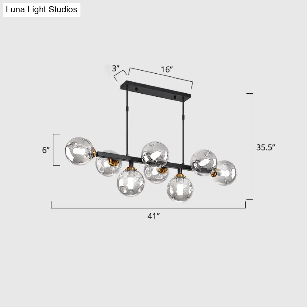 Hand-Blown Glass Island Pendant Lamp For Restaurant - Modern Dimple Design