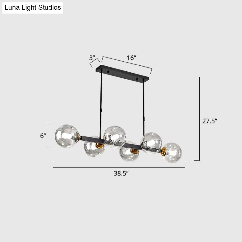 Hand-Blown Glass Island Pendant Lamp For Restaurant - Modern Dimple Design