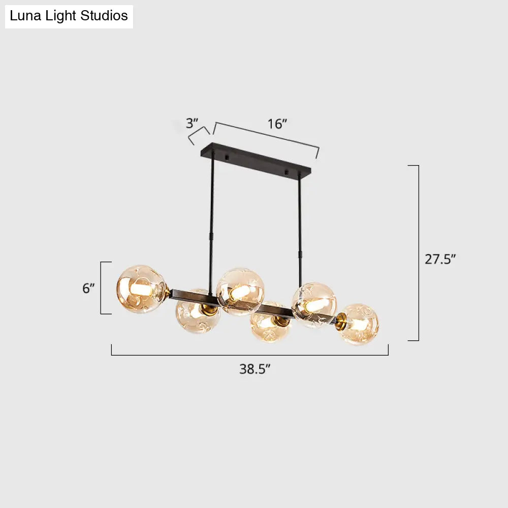 Hand-Blown Glass Island Pendant Lamp For Restaurant - Modern Dimple Design