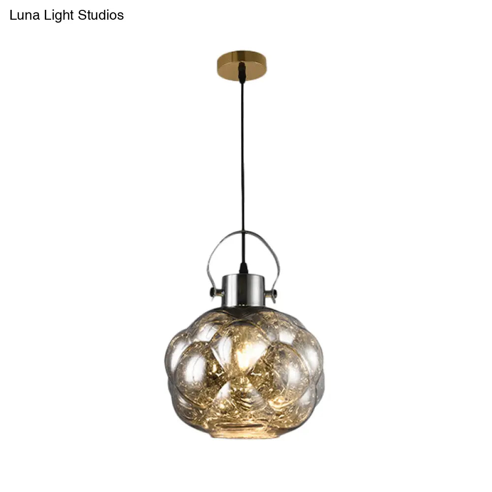 Hand Blown Glass Pendant Light - Modern Global Design 1 Chrome/Gold/Rose Gold Ideal For Dining Room