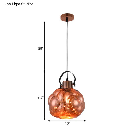 Hand Blown Glass Pendant Light - Modern Global Design 1 Chrome/Gold/Rose Gold Ideal For Dining Room