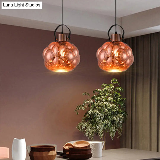 Modern Hand Blown Glass Pendant Light - Global 1-Light Ceiling Lamp For Dining Room Chrome/Gold/Rose