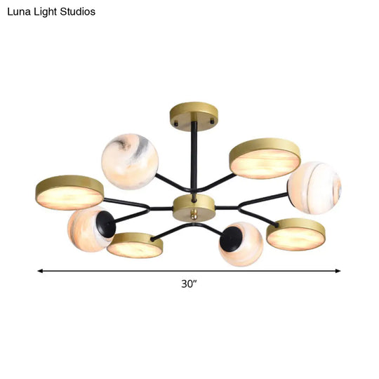 Hand Blown Glass Chandelier With Contemporary Style - Round 6/8 Lights Gold Finish