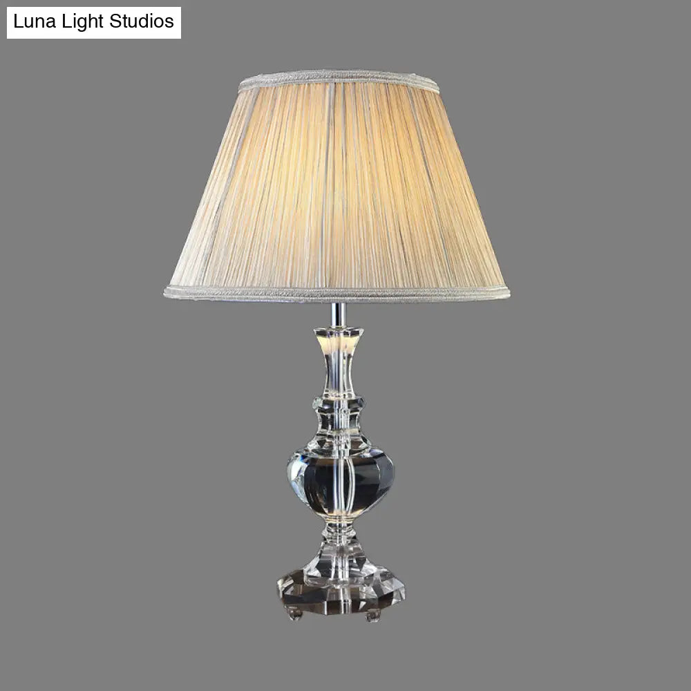 Hand-Cut Crystal Modernism Study Lamp - Urn Shape 1 Head Beige