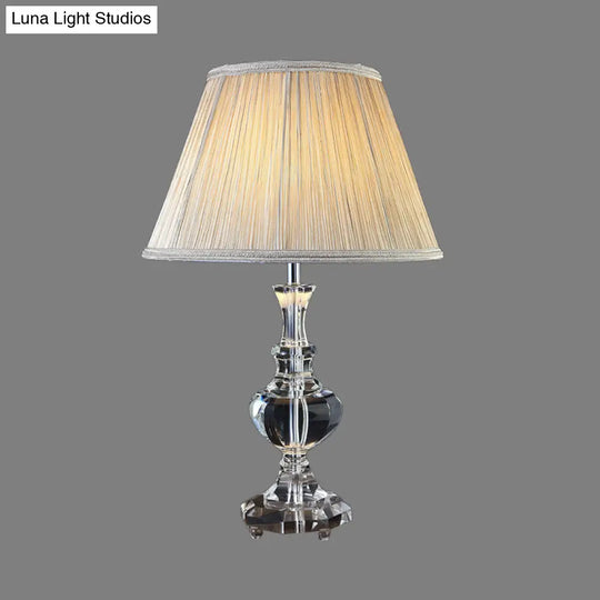 Hand-Cut Crystal Modernism Study Lamp - Urn Shape 1 Head Beige