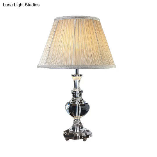 Hand-Cut Crystal Modernism Study Lamp - Urn Shape 1 Head Beige