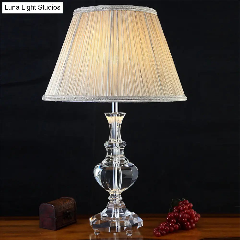 Hand-Cut Crystal Modernism Study Lamp - Urn Shape 1 Head Beige