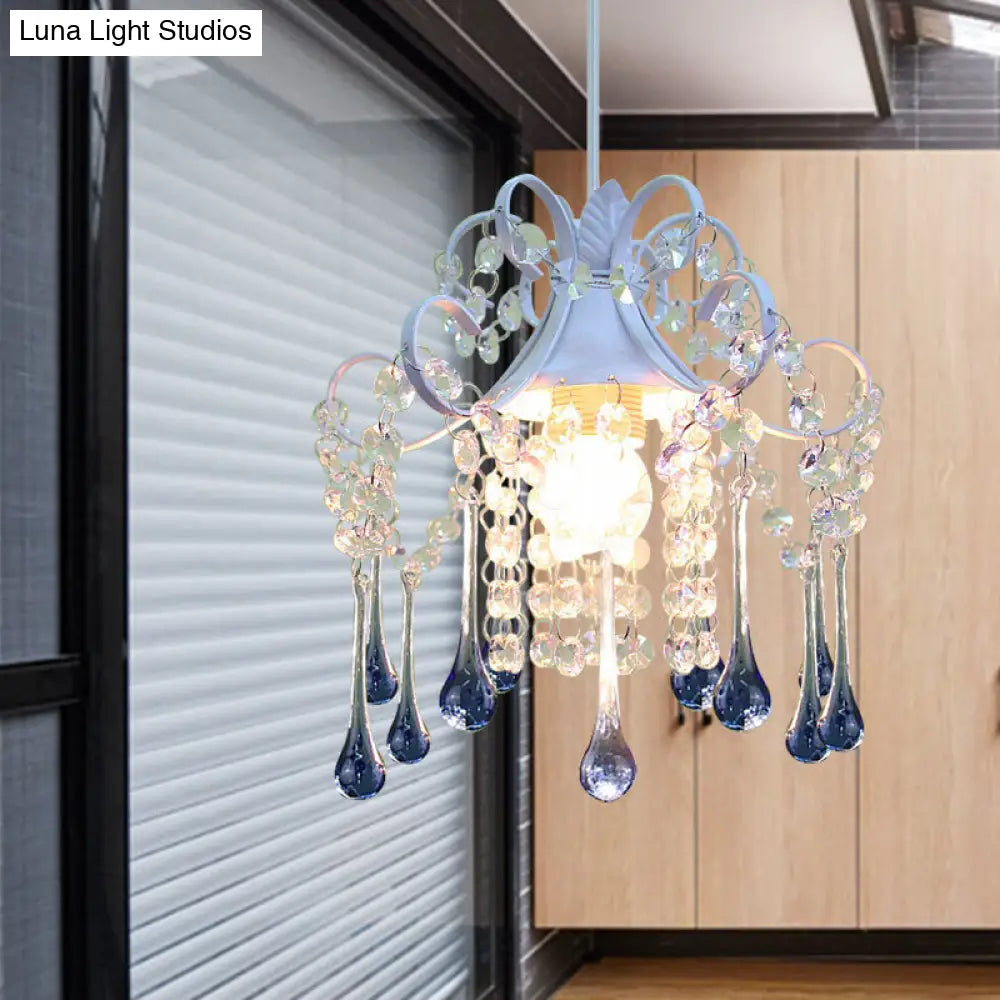 Minimalist Crystal Ceiling Lamp With Hand-Cut Design And Blue/Pink Down Lighting Blue