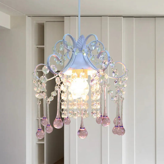 Hand-Cut Crystal Pendant Ceiling Lamp - Cascade Restaurant Minimalist Design Blue/Pink Down