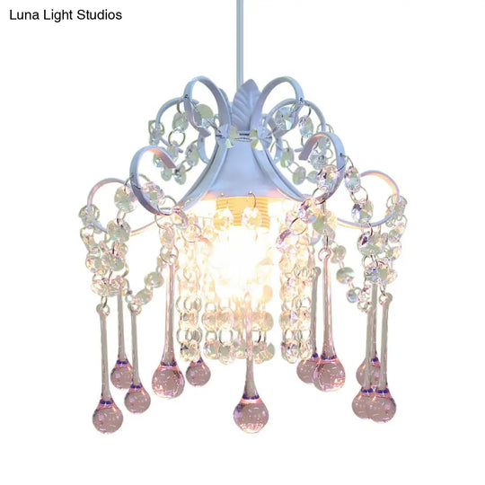 Minimalist Crystal Ceiling Lamp With Hand-Cut Design And Blue/Pink Down Lighting