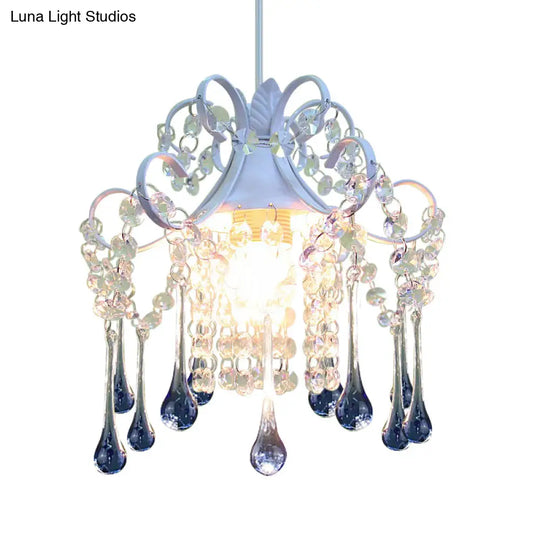 Hand-Cut Crystal Pendant Ceiling Lamp - Cascade Restaurant Minimalist Design Blue/Pink Down Lighting