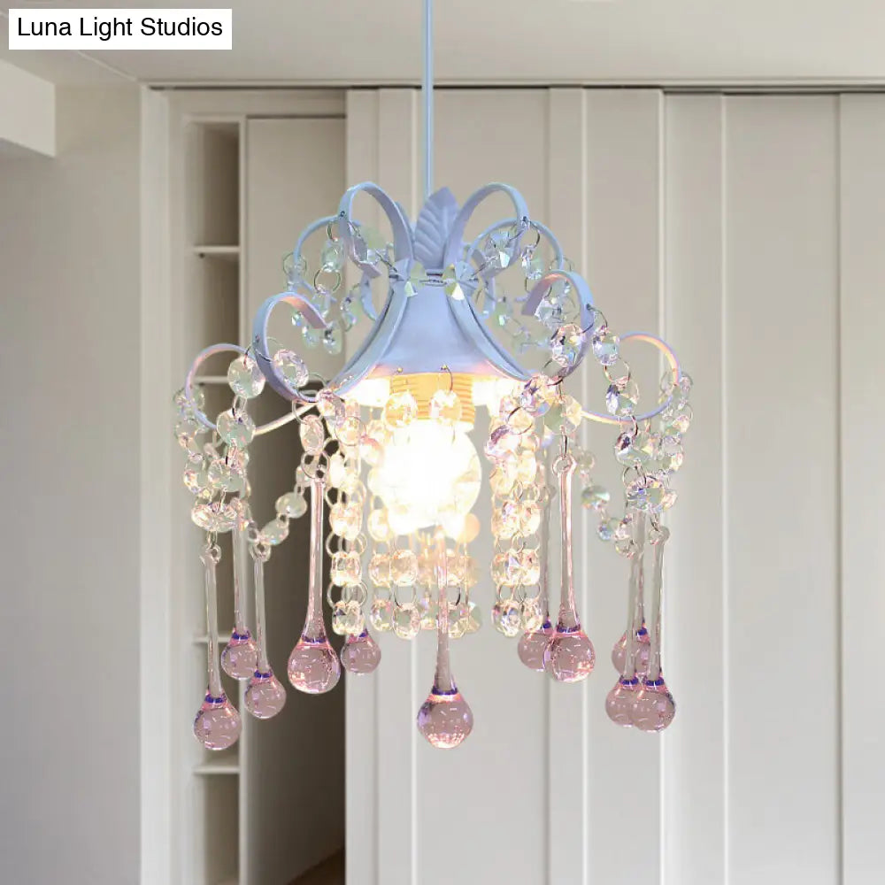 Minimalist Crystal Ceiling Lamp With Hand-Cut Design And Blue/Pink Down Lighting Pink